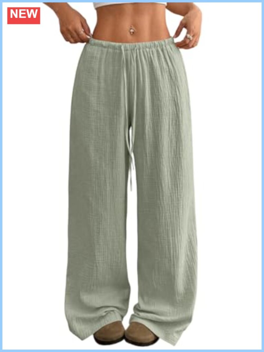 Linen Wide Leg Pants with Pockets - Casual Beach Trousers
